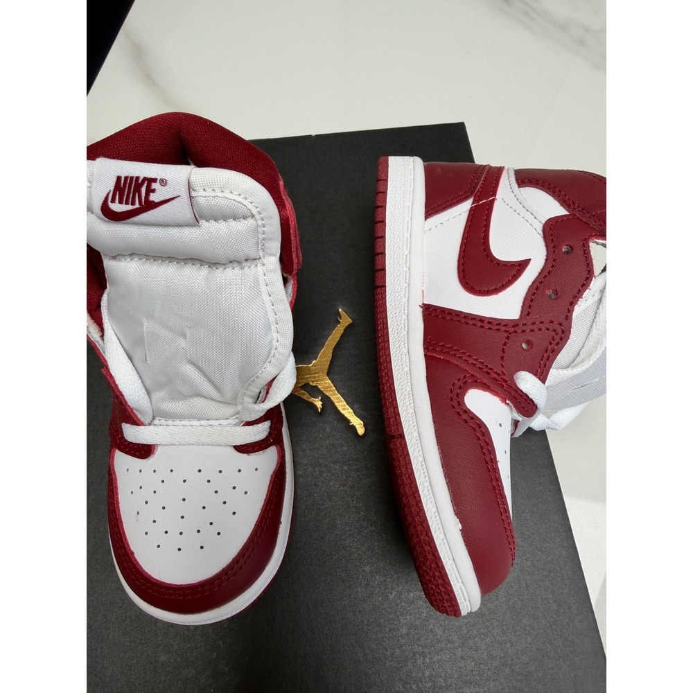 Nike Air Jordan 1 High OG TD Toddler Shoes White Burgundy FD1413 160 Size 8c